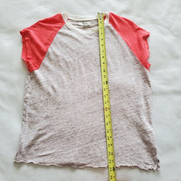 Madewell Size Medium Linen Top Raglan Short Sleeve - Picture 12 of 12